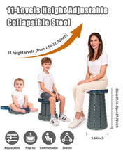 Load image into Gallery viewer, XplrKamp Folding Collapsible Stool, Upgraded Lightweight Portable Seat for Adults, Telescoping Foldable Stools with Load Capacity 400lbs for Camping, Hiking, Fishing, Outdoor/Indoor (Grey, 1-Pack)
