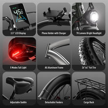 Load image into Gallery viewer, Electric Bike for Adult, 36Ah 52V Dual Motor Ebikes, 51MPH Peak 6000W Electric Bike Fastest Ebike, 130 Miles Electric Bicycle, 26” Fat Tire Mens E Bike, Hydraulic Brake, 7 Speed, Front Suspension
