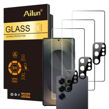 Load image into Gallery viewer, Ailun Glass Screen Protector for Galaxy S25 Ultra [6.9 Inch] 3Pack + 3Pack Camera Lens Tempered Glass Fingerprint Unlock 0.25mm Ultra Clear Anti-Scratch Case Friendly [Not For S25/S25 Plus]
