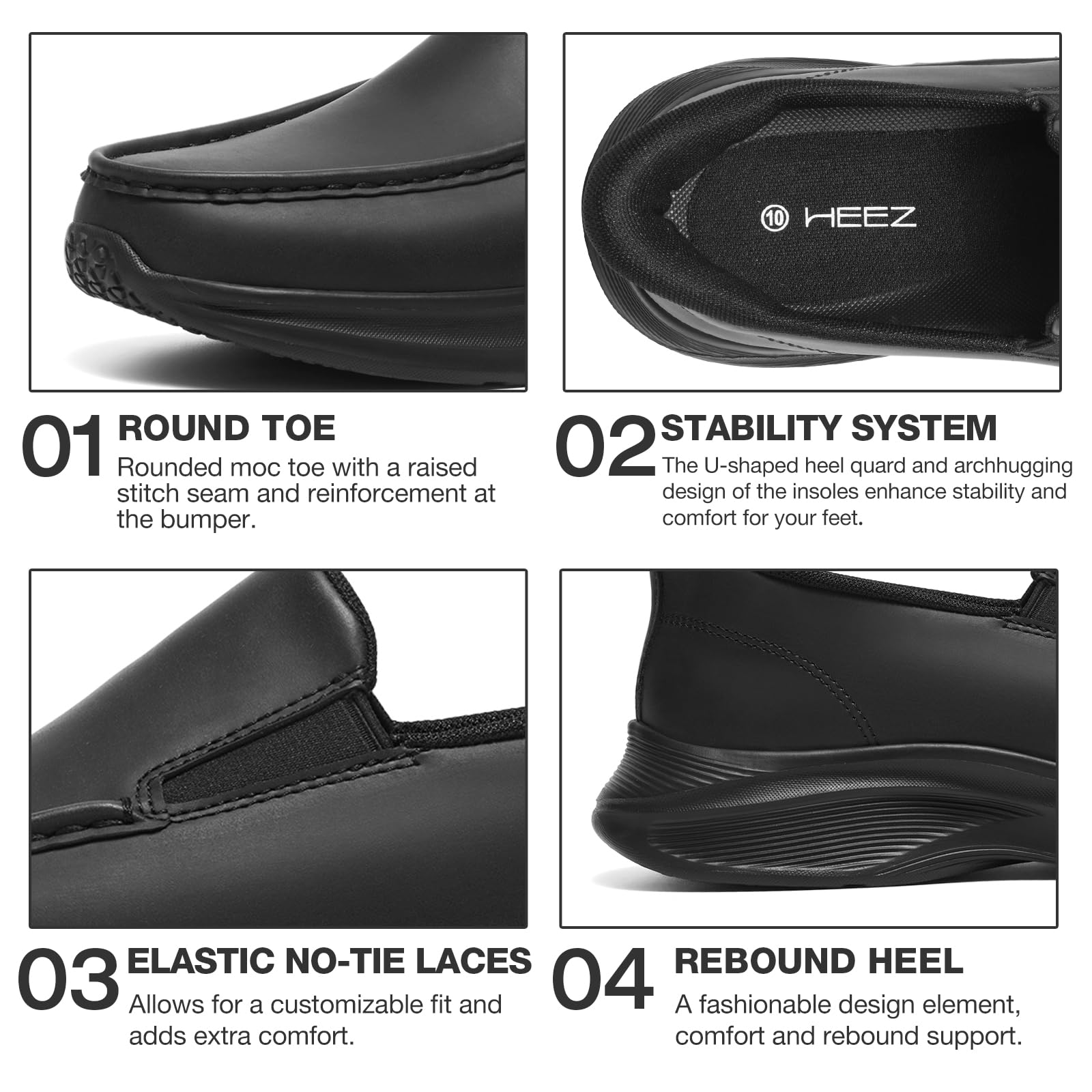Load image into Gallery viewer, HEEZ Men's Platform Loafers Casual Slip On Shoes Lightweight Comfortable Business Office Walking Shoes Black