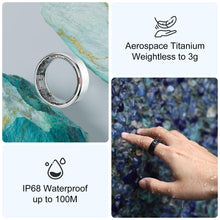 Load image into Gallery viewer, POBOVi Smart Ring - Health &amp; Sleep Tracker, Continuous SpO2 &amp; Heart Rate Monitor, Stress Management, NFC Wireless Charging, 6-Day Battery, Water-Resistant(IP68), iOS &amp; Android Compatible (Silver, 11)
