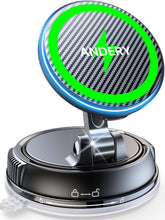 Load image into Gallery viewer, ANDERY Only for iPhone Magsafe Car Mount Charger [15W Fast Wireless Charging, 78+LBS Strong Suction 2400gf Strong Magnetic] 360° Adjustable Car Phone Holder, Phone Holders for Your Car for pats &amp; mats
