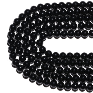 Natural Gemstone Beads 6mm Black Onyx Agate Beads Polished Round Smooth Stone Beads for Bracelets Jewelry Making 15inch Loose Beads