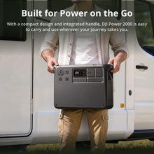 Load image into Gallery viewer, DJI Power 2000 Portable Power Station, 2048Wh LFP Battery, Compact Size, 3000W Stable Output, 0-80% Recharge in 55 Mins, Electric Generator for Home, Camping &amp; RVs, Off-Grid
