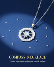 Load image into Gallery viewer, FANCIME Compass Necklace Sterling Silver Compass Jewelry Opal Pendant October Birthstone Necklace Gemstone Birthday Graduation Gifts for Women Mom Wife
