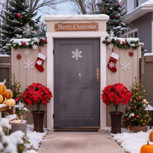 Load image into Gallery viewer, 2PCS Artificial Poinsettia Flower Topiary Trees with Lights,Christmas Topiary Balls Trees with Ground Spike,Pre-Lit Christmas Tree Urn Filler,UV Resistant Faux Poinsettias Bush for Porch,Yard Decor
