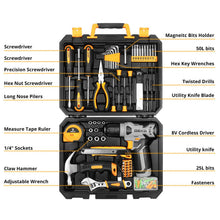 Load image into Gallery viewer, DEKOPRO Tool Set：Tool Kit with 8V Cordless Drill,Tool Box with Drill,Hand Drill Set for Men &amp; Women,Home Tool Kits for House Repair,Handyman,DIY 126 Piece
