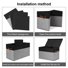 Load image into Gallery viewer, Gowee Large Toy Storage Box with Lid, Sturdy Toys Storage Chest Bin Organizer Basket with Dividers for Kids, Boys, Girls, Nursery, Closet, Bedroom, Playroom 25"x13" x16" (Black and Grey)
