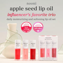 Load image into Gallery viewer, NOONI Korean Lip Oil Set - Appleberry, Applepeony &amp; Appleplum - Long-Lasting, Moisturizing, Revitalizing - Waterproof, No Peel Off, Stocking Stuffers (3EA, 0.12 fl oz)
