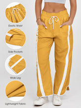 Load image into Gallery viewer, Fisoew Women's Baggy Wide Leg Pants Casual Drawstring Elastic Waisted Contrast Color Workout Y2K Track Pants Yellow
