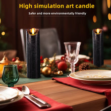 Load image into Gallery viewer, Pandaing Set of 9 Black Regular Textured Flameless Candles Battery Operated LED Real Wax Flickering Electric Candles with Remote Control Timer for Wedding Birthday Halloween Christmas Decorations
