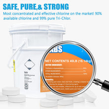 Load image into Gallery viewer, Chlorine Tablets 3 inch 40 Pounds, TABIT Swimming Pool Long Lasting Chlorinating Tablets, Slow Dissolving, Tri-Chlor for Swim Pool, Hot Tubs, Spa
