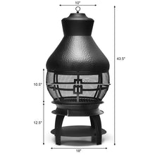 Load image into Gallery viewer, Giantex Wood Burning Chiminea, Heavy Duty Fireplace Chimenea Wooden Fire Pit with 2-Piece Log Grate, Premium Rain Cap &amp; Fire Poker, 360°Fire Retardant Mesh Cover, Ideal for Garden, Patio, Backyard
