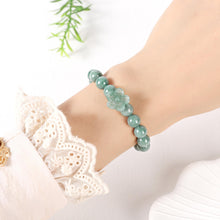 Load image into Gallery viewer, HL1971 Real Jade bracelet for Women, Natural Jadeite Handmade Carved Peach Blossom Stretch Beaded Beads Jade Bangle Jewelry, Feng Shui Prosperity Blue-Green Jades bracelets,for Valentine's,Mother,Christmas (5)
