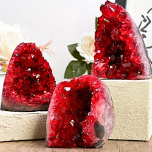 Load image into Gallery viewer, CrystalHola 1Pc Claret Raw Geode, Crystal Cluster for Home Feng Shui Ornaments Energy Stone Healing Tools Meditation Feng Shui Decoration,Stone Display Piece, Mineral Specimen (300-400g)
