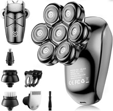 Load image into Gallery viewer, SHPAVVER Head Shavers for Bald Men: 5-in-1 Electric Razor - IPX7 Waterproof Shaving Grooming Kit for Balder - Turbo Speed &amp; Precision Blades (Gray Black)
