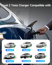 Load image into Gallery viewer, Level 2 EV Charger for Tesla, 40A/9.6kW Ultra-Fast Home Portable EV Charging Station with NEMA 14-50 Plug, 25FT Cable, Adjustable Current &amp;Delay Start Timer, Compatible with Model Y/3/S/X (NACS Port)

