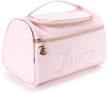 Load image into Gallery viewer, Juicy Couture Pink Makeup Bag Cosmetics Organizer Travel Essentials Hanging Duffel Velour Rhinestones
