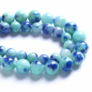 8MM 46PCS Peacock Blue Persian Jade Spacer Loose Beads for Jewelry Making DIY Bracelet Necklace