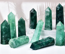 Load image into Gallery viewer, MOGEMT Natural Green Fluorite Obelisk Tower Large Healing Crystal Wand 6 Faceted Point Reiki Chakra Meditation Therapy 1.5-2.0 LBS
