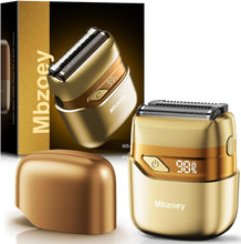 Load image into Gallery viewer, Electric Foil Shavers for Men, Mini Electric Razor, Compact Face Shaver, IPX7 Waterproof Wet Dry Cordless Razor, LED Display, USB-C, Travel-Friendly, Light Gold，Father's Day Gifts
