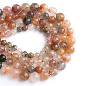 6MM 60PCS Natural Crystal Stone Colorful Rutilated Quartz Beads for Jewelry Making DIY Bracelet