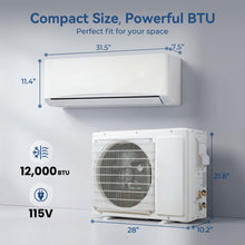 Load image into Gallery viewer, Kinetheme 12000BTU Mini Split AC/Heating System, 17 SEER2 115V Inverter Air Conditioner Cools/Heats Up to 750 Sq.Ft, Complete Installation Kit
