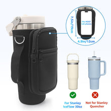 Load image into Gallery viewer, for Stanley Iceflow Flip Straw Tumbler 30 oz, Water Bottle Cup Holder Cover Carrier Sling Bag with Strap, Pouch Pocket for Phone / Accessories, add Handle for Stanley Flip Straw, Neoprene (Black)
