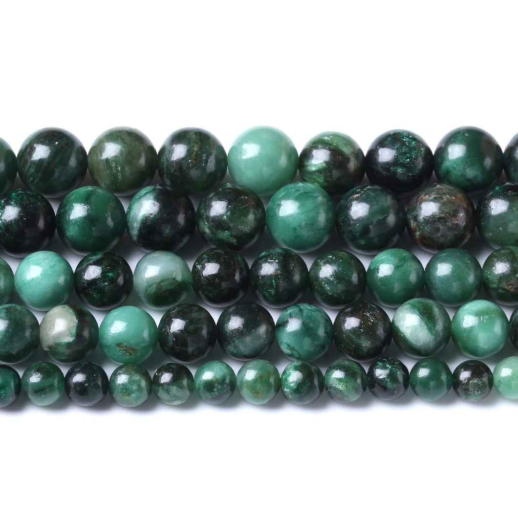 6mm 60pcs Natural Green Emerald Stone Beads Round Loose Beads AAA Energy Healing Power Stone Beads for Jewelry Making DIY Bracelet Necklace 15