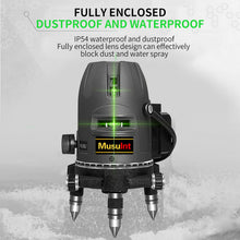 Load image into Gallery viewer, (Outdoor Super Bright) 5 lines laser level 360 self leveling Precision Cross Line level tool Green beam with 360° Rotating base Digital Li-ion Battery 5 Strong light spots 1 Plumb point
