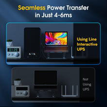 Load image into Gallery viewer, GOLDENMATE 1500VA/1000W Lithium UPS Battery Backup and Surge Protector, Backup Battery Power Supply with LiFePO4 Batteries(296Wh), AVR, Line Interactive Sinewave UPS System, 8 Ports, LCD Screen, Gray
