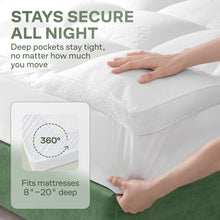 Load image into Gallery viewer, Extra-Thick 2 Inch Queen Size Mattress Topper - Ultra Plush &amp; Soft Viscose Derived from Bamboo Mattress Pad, Naturally Cooling &amp; Perfect for Full Body Support, Snow White
