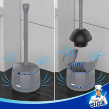 Load image into Gallery viewer, MR.SIGA Toilet Plunger with Holder, Heavy Duty Plunger with Sturdy Handle for Toilet Cleaning, Gray
