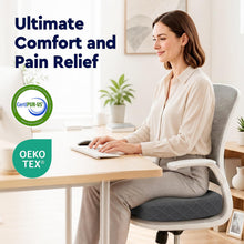 Load image into Gallery viewer, TushGuard Seat Cushion - Memory Foam Sitting Pillow for Office Chair, Car Seat, Airplane, Bleacher - Sciatica &amp; Hip &amp; Coccyx Pain Relief Desk Chair Cushion for Long Sitting Office Workers, Car Drivers
