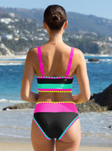 Load image into Gallery viewer, popvil High Waisted Bikini Sets for Women Tummy Control Swimsuits 3 Piece Bathing Suits Neon Swimwear with Skirt 2026

