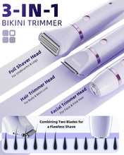 Load image into Gallery viewer, Ufree Bikini Trimmer Electric Razors for Women, Ceramic Blade Body Hair Trimmer, IPX7 Waterproof Rechargeable Lady Shaver, Personal Groomer for Legs &amp; Pubic Hair, Gifts for Women, Purple
