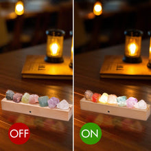 Load image into Gallery viewer, Healing Crystal Night Light,7 Chakra Natural Bedside Lamp with Wooden LED Light Base,Healing Stones Positive Energy Night Lights for Home Decor Gifts (Rechargeable)
