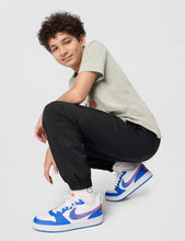 Load image into Gallery viewer, Nike Kid's Court Borough Low Bball, White/Blue Crystal-Bright Violet, 5Y
