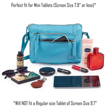 Load image into Gallery viewer, Wise Owl Accessories Small Soft Pebbled Real Leather Crossbody Handbags Purses Triple Zip Premium Sling Crossover Shoulder Bag for Women Gift (Air Blue Nappa)
