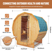 Load image into Gallery viewer, OUTEXER Outdoor Traditional Sauna 4-5 Person Wooden Saunas, 6’x6’Steam Wet Finnish Carbonized Spruce Wood Sauna 240V with 4.5KW Heater,Sauna Stone,Water Bucket,Ladle,LED Lights
