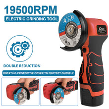 Load image into Gallery viewer, ZFULVO Cordless Brush Angle Grinder Kit, 19500rpm Mini Electric Angle Grinding Tool with 2pcs 16.8V 2000mAh Batteries and 6-Cutting Discs, Grinder Handheld Cutter for Metal Wood
