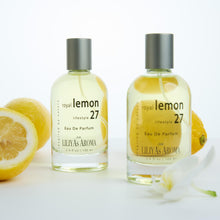 Load image into Gallery viewer, Liliya's Aroma Royal Lemon 27 Eau De Parfum - Vegan &amp; Clean Perfume for Women &amp; Men - Citrus Perfume - Fresh Lemon Notes &amp; Green Musk 3.4 Fl Oz
