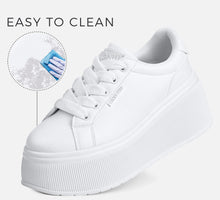 Load image into Gallery viewer, LUCKY STEP Women's Platform Fashion Sneakers Classic Wedge Canvas Casual Low Top Retro Walking Shoes(White,9 B(M) US)
