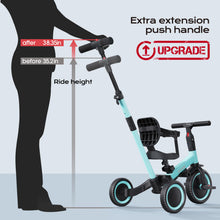 Load image into Gallery viewer, newyoo Tricycles for 1-3 Year Olds, Toddler Bike, Birthday Gift and Toy for Boys and Girls, Toddler Tricycle with Parent Push Handle, Trike with Backrest and Safety Belt, Blue, TR007
