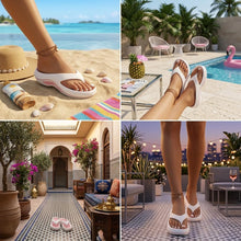 Load image into Gallery viewer, Platform Flip Flops for Women, Arch Support Cushion Thong Sandals, Thick Sole Pillow Slippers, Non-Slip Summer Beach Shoes, White size US 9
