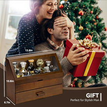 Load image into Gallery viewer, Miratino Cologne Organizer for Men, Dustproof Cologne Stand with Drawer, Wood Perfume Stand Organizer for Dresser, Large Capacity Cologne Holder Display, Great Gift for Men
