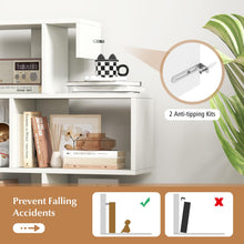 Load image into Gallery viewer, Tangkula S-Shaped Bookshelf, 5-Tier Modern Geometric Stepped Bookcase with Anti-Tipping Kits, Freestanding Corner Ladder Display Rack for Living Room Home Office (1, White)
