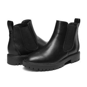 DREAM PAIRS Women's Low Heel Chelsea Ankle Boots Fashion Slip On Elastic Fall Booties Shoes,Size 8.5,Black/Pu,DAB213