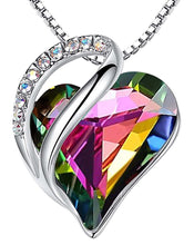 Load image into Gallery viewer, Leafael Necklaces for Women, Infinity Love Heart Pendant Rainbow Black Healing Crystal for Protection, Jewelry Gifts for Wife, Silver Plated 18 + 2 inch Chain, Birthday Gift for Mom Sister Her

