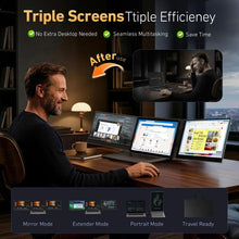 Load image into Gallery viewer, 15.6” Ultra-Slim Laptop Screen Extender, One Cable Triple Portable Monitor
